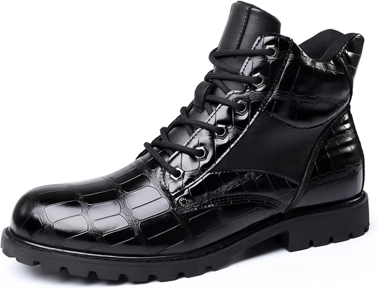 Leather Oxford Dress Casual Fashion Boots for Men Mid Top Lace Up Chukka Ankle Mens