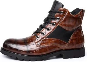 Leather Oxford Dress Casual Fashion Boots for Men Mid Top Lace Up Chukka Ankle Mens