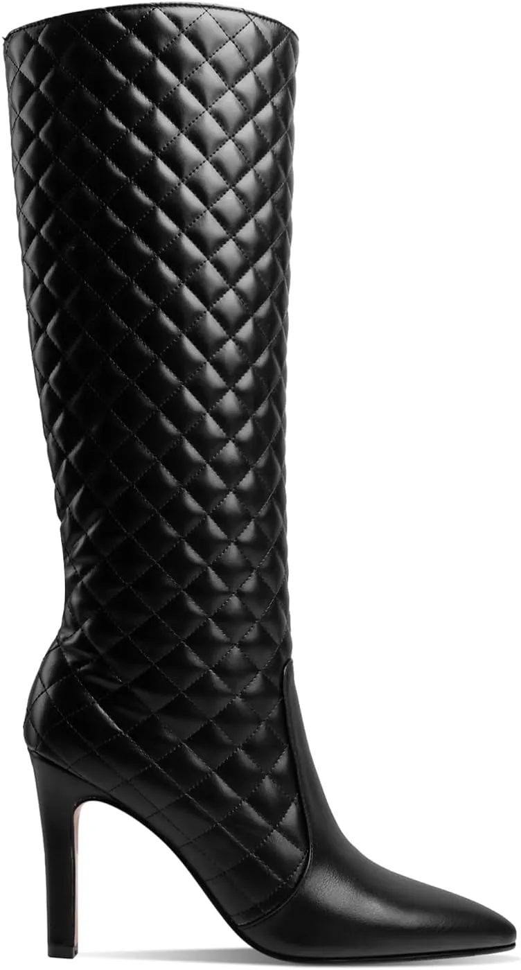 LEHOOR Women Knee High Stiletto Heel Boots Pointed Closed Toe Slip On High Heeled Dress Shoes Sexy Trendy for Ladies 4-11 M US