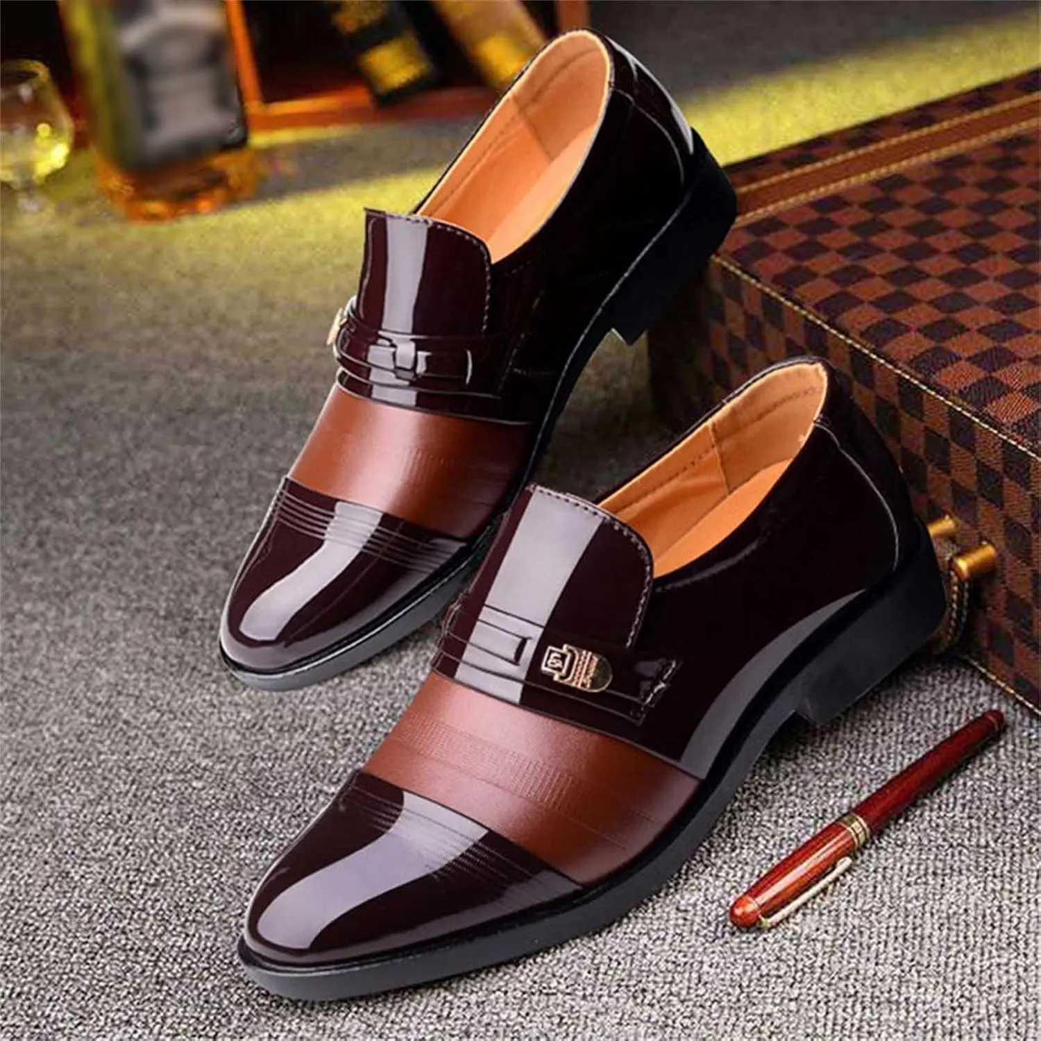 Men Leather Cap Toe Oxford Business Formal Dress Fashion Summer and Autumn Men Mens Shoes Size 12 Business Casual