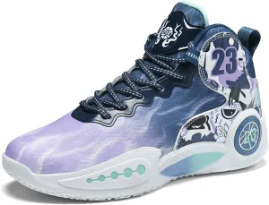 Men's Basketball Shoes Anti-Slip and Wear-Resistant Soles Running Shoes Graffiti Design Fashionable Sports Shoes