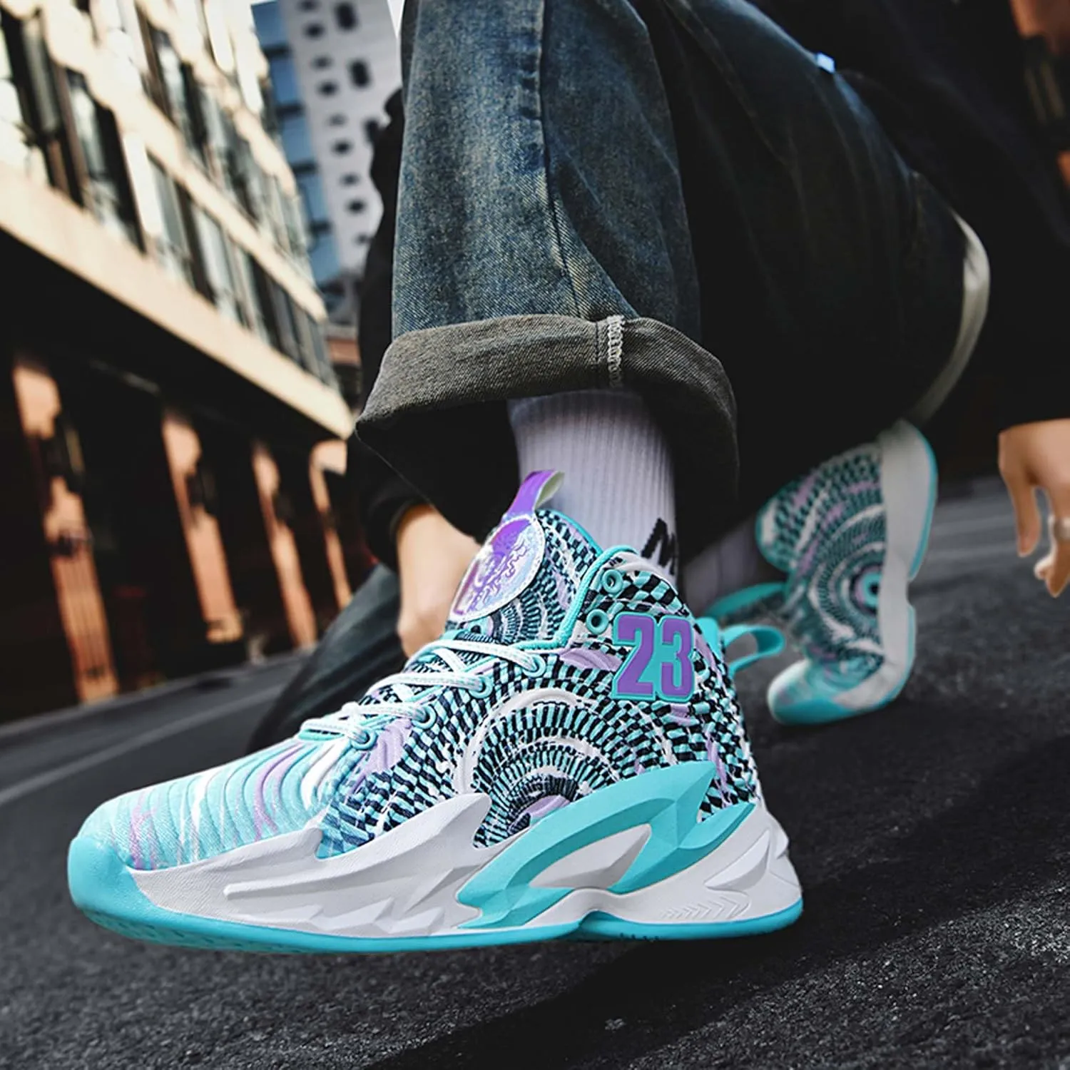 Men's Basketball Shoes,Mesh Fabric Upper,Comfortable and Breathable Soft,Combat Basketball Shoes,Indoor and Outdoor Basketball Shoes,Street Basketball Shoes,High Top Sneakers Running Shoes