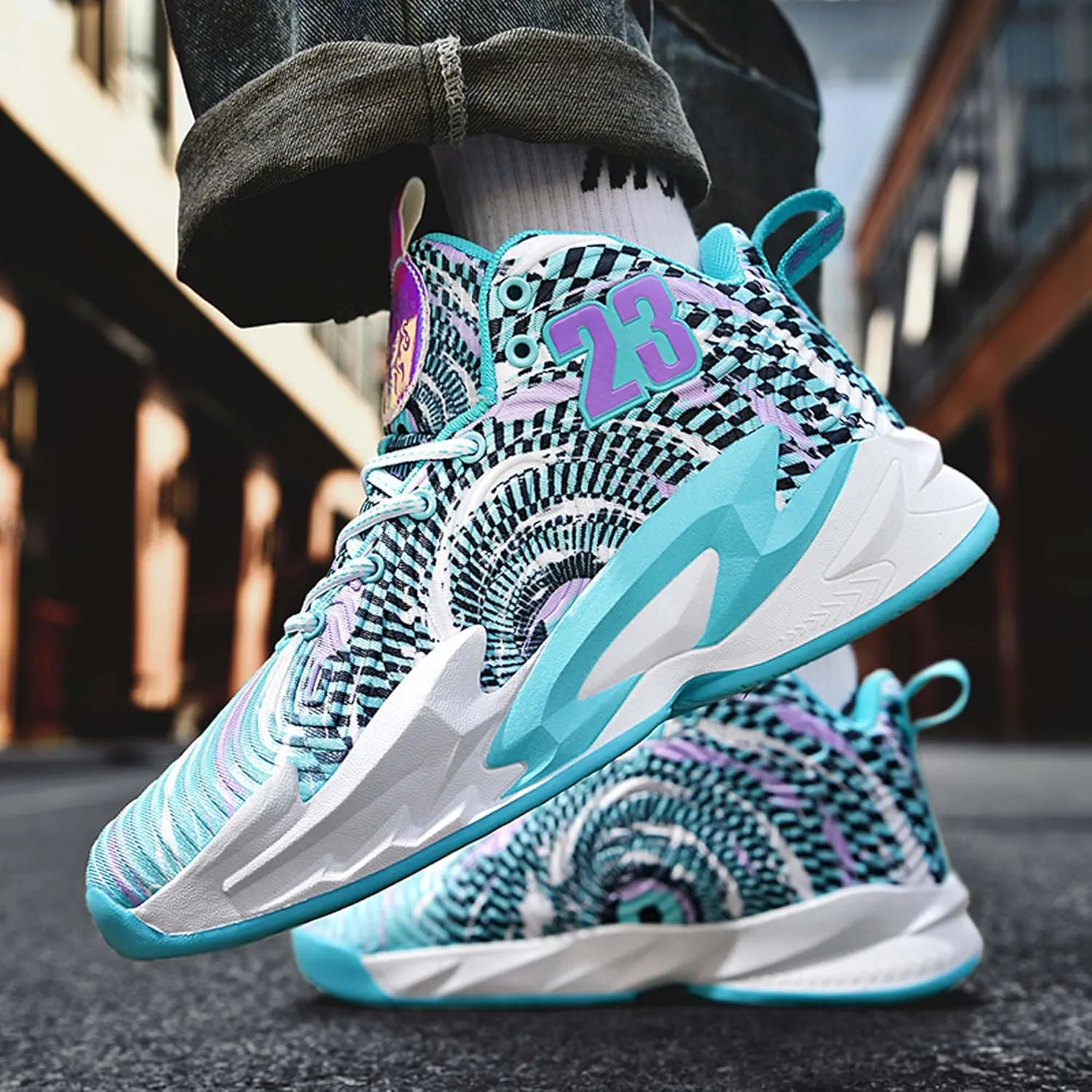 Men's Basketball Shoes,Mesh Fabric Upper,Comfortable and Breathable Soft,Combat Basketball Shoes,Indoor and Outdoor Basketball Shoes,Street Basketball Shoes,High Top Sneakers Running Shoes