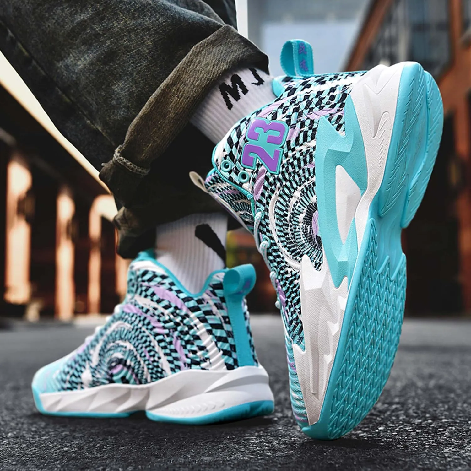 Men's Basketball Shoes,Mesh Fabric Upper,Comfortable and Breathable Soft,Combat Basketball Shoes,Indoor and Outdoor Basketball Shoes,Street Basketball Shoes,High Top Sneakers Running Shoes