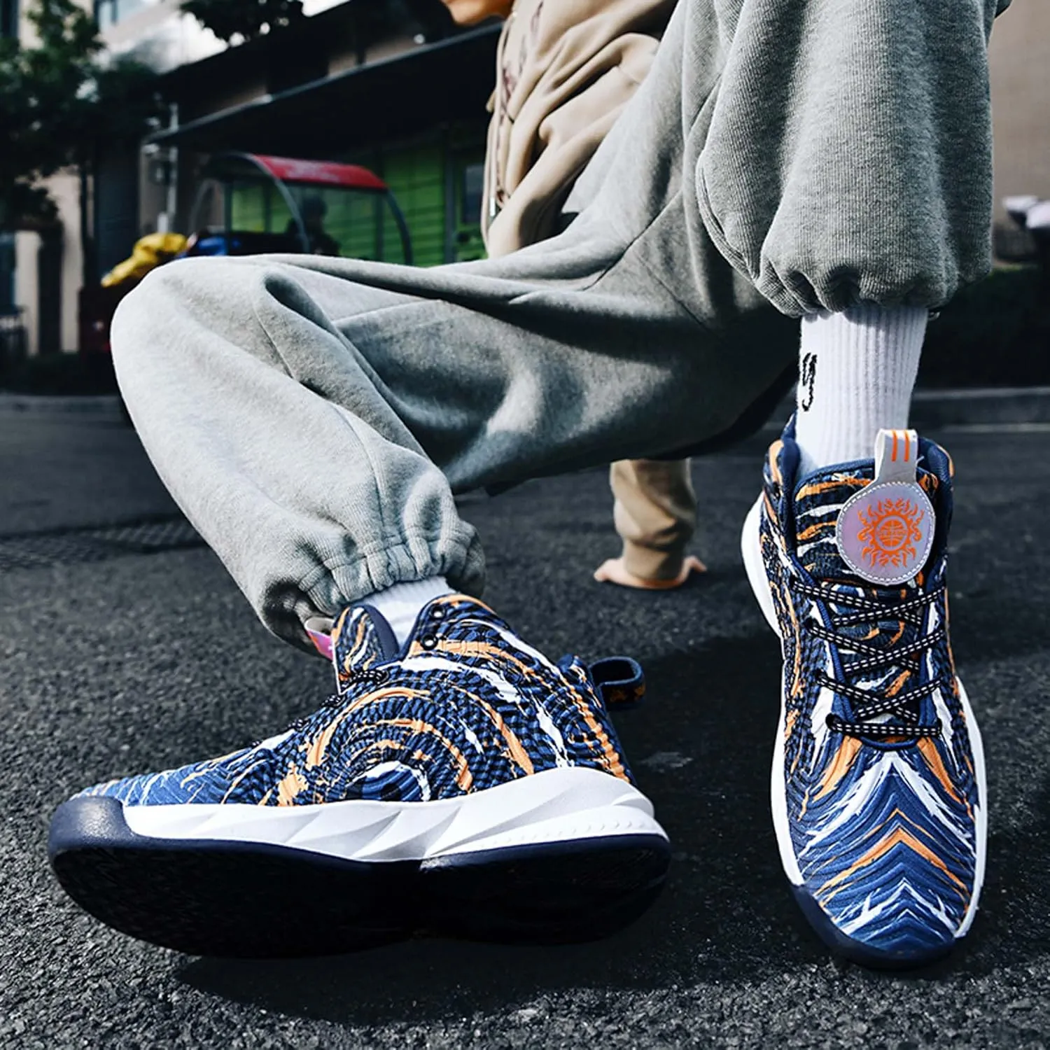 Men's Basketball Shoes,Mesh Fabric Upper,Comfortable and Breathable Soft,Combat Basketball Shoes,Indoor and Outdoor Basketball Shoes,Street Basketball Shoes,High Top Sneakers Running Shoes