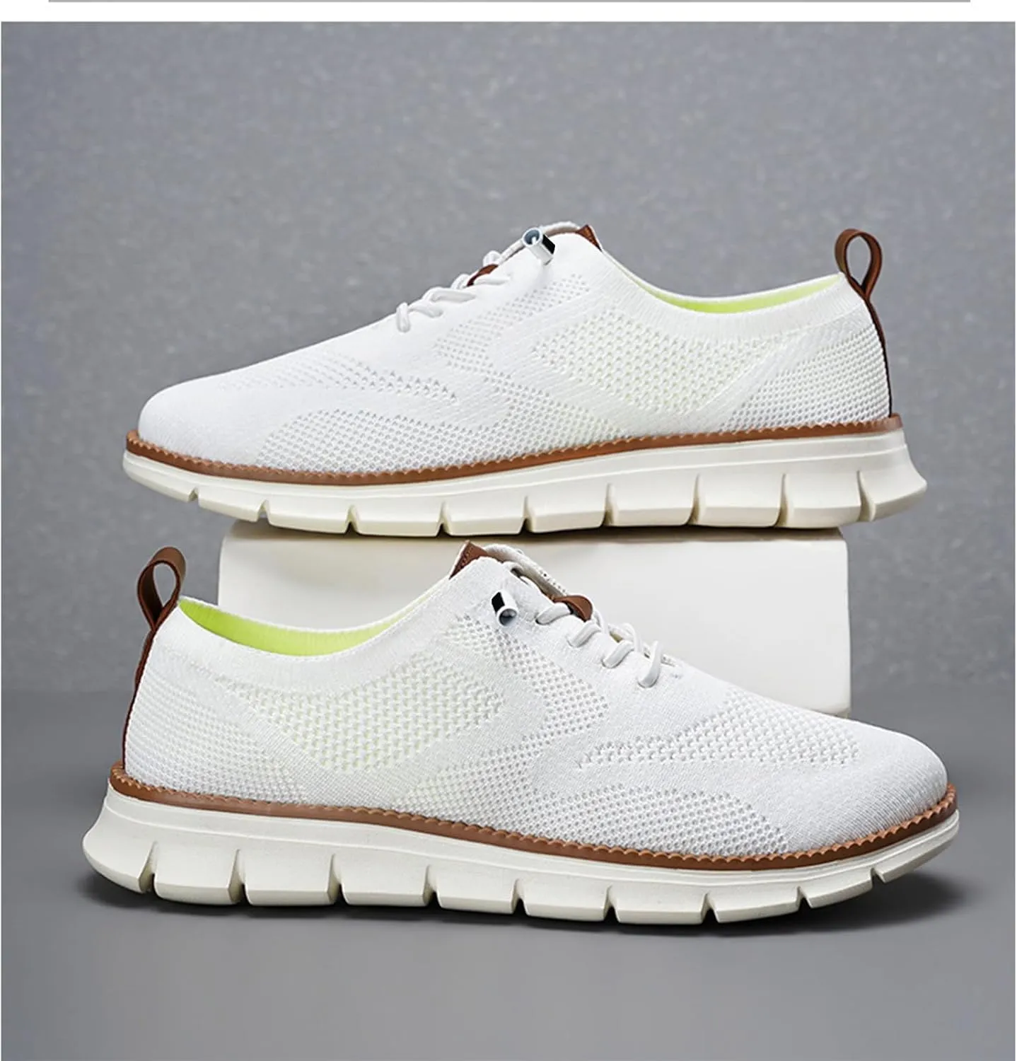 Mens Breeze Comfortable Oxfords Lace - Up Lightweight Breathable Upper Urban Dress Mesh Sneakers Extra Wide Business Casual Walking