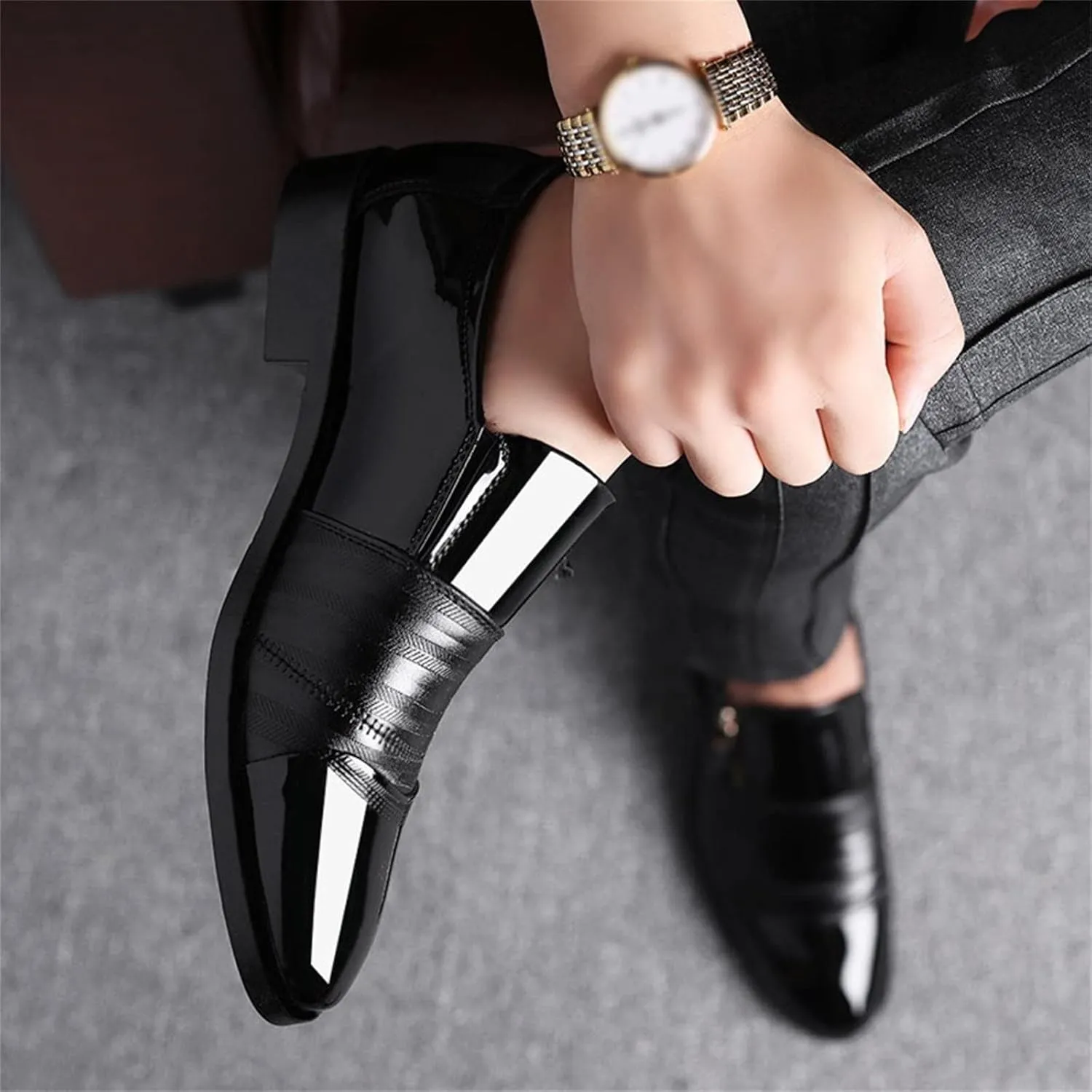 Mens Business Casual Comfort Shoes Classical Style Men's Breathable Hollow Business Men's Dress Shoes Size 11 Black
