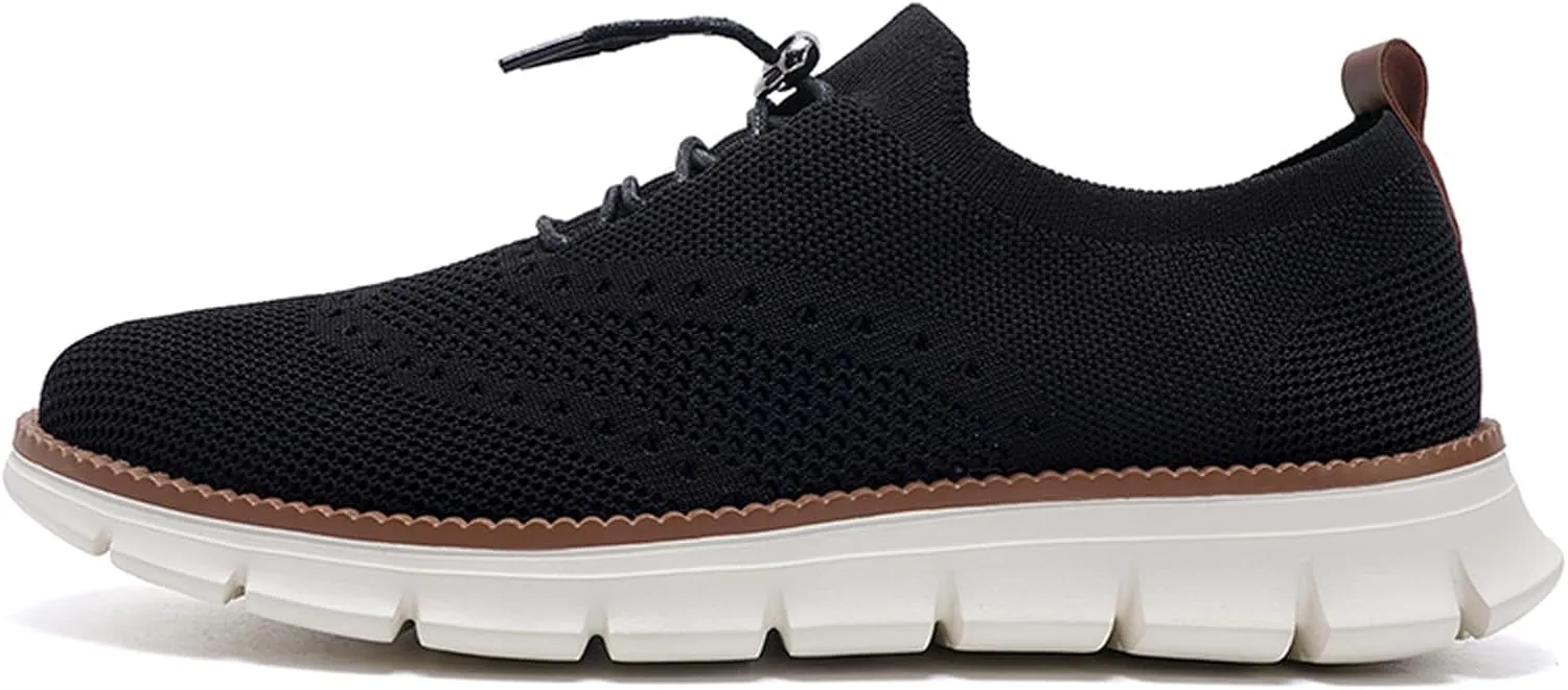 Mens Casual Dress Oxfords Breathable Knit Mesh Lace Up Lightweight Comfortable Walking Fashion Sneakers