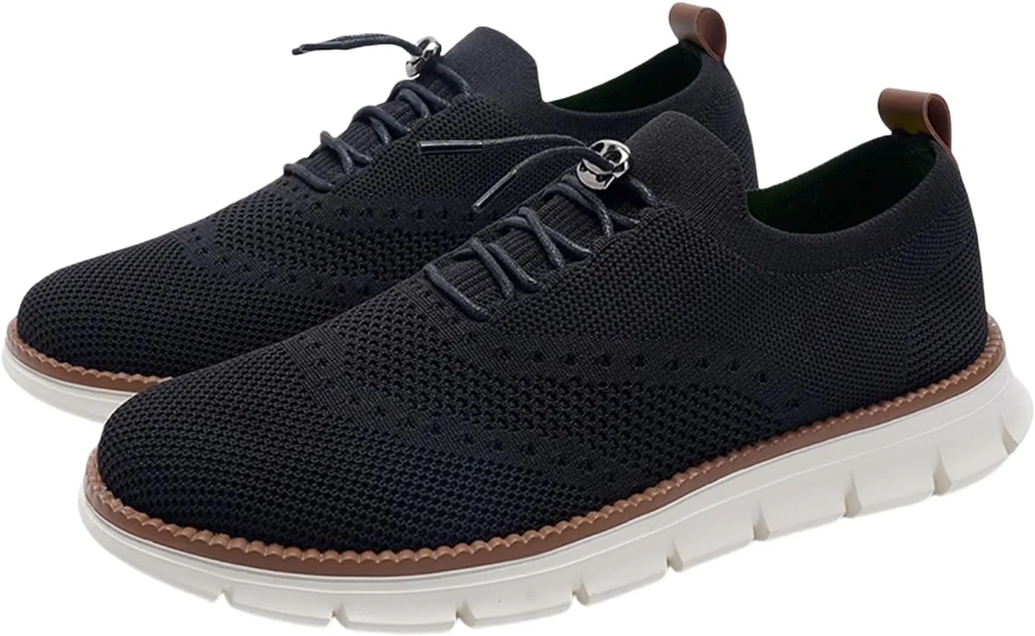 Mens Casual Dress Oxfords Breathable Knit Mesh Lace Up Lightweight Comfortable Walking Fashion Sneakers
