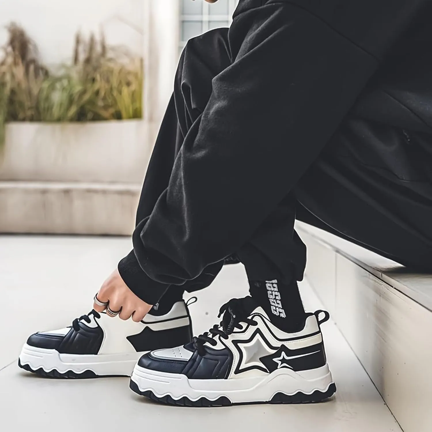 Mens Casual Shoes, Comfortable Non-Slip, Breathable Walking Shoes, Fashion Colorblocking Design, Suitable for Outdoor Activities