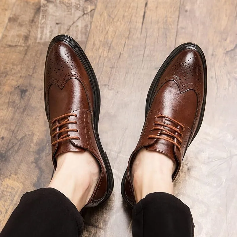 Men's Classic Lace-up Formal Oxfords Casual Wedding Faux Patent Derby Shoes for Men