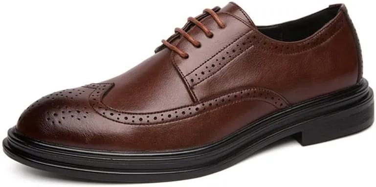 Men's Classic Lace-up Formal Oxfords Casual Wedding Faux Patent Derby Shoes for Men