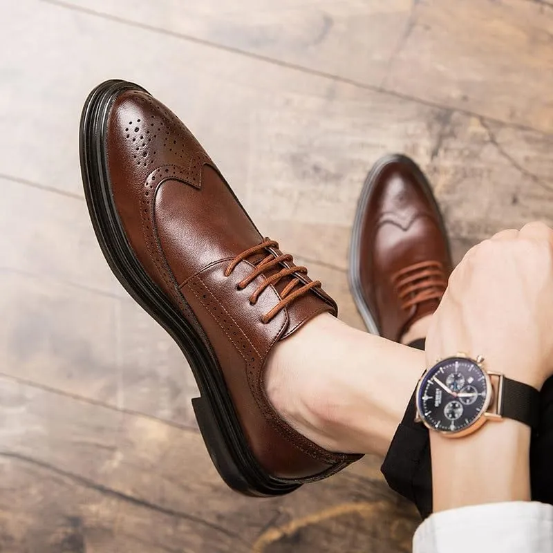 Men's Classic Lace-up Formal Oxfords Casual Wedding Faux Patent Derby Shoes for Men