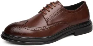Men's Classic Lace-up Formal Oxfords Casual Wedding Faux Patent Derby Shoes for Men