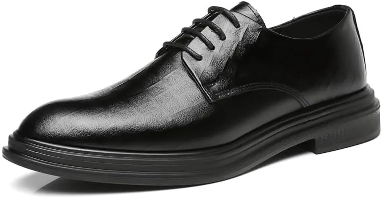 Mens Derby Shoes Wedding Classic Lace Up Low Top Leather Dress Shoes Luxury Fashion Casual Classic Pointed-Toe Formal Shoes(6.5)