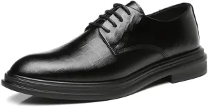 Mens Derby Shoes Wedding Classic Lace Up Low Top Leather Dress Shoes Luxury Fashion Casual Classic Pointed-Toe Formal Shoes(6.5)