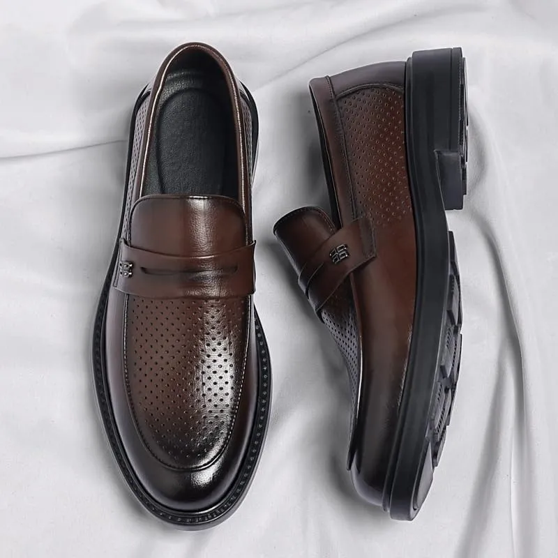 Mens Dress Shoes Breathable Business Leather Dress Shoes Casual Walking Shoes Office Flats(6.5)