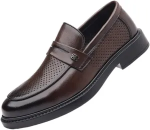 Mens Dress Shoes Breathable Business Leather Dress Shoes Casual Walking Shoes Office Flats(6.5)