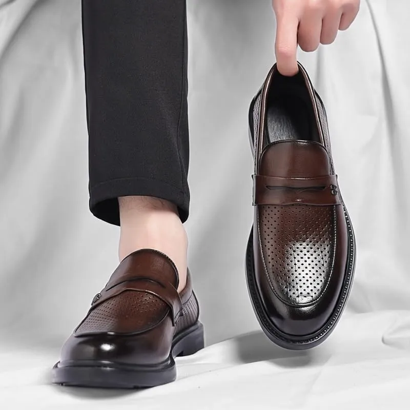 Mens Dress Shoes Breathable Business Leather Dress Shoes Casual Walking Shoes Office Flats(6.5)