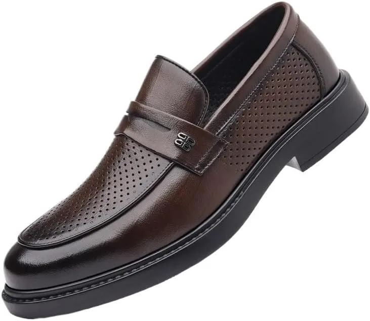 Mens Dress Shoes Breathable Business Leather Dress Shoes Casual Walking Shoes Office Flats(6.5)