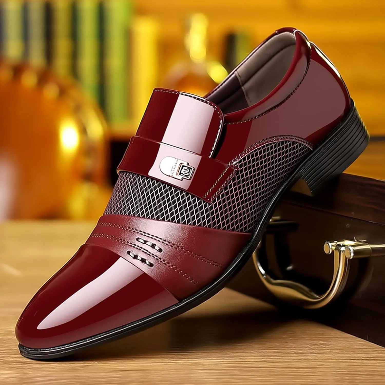 Men's Dress Shoes Brown Casual Men Leather Shoes Fashionable New Pattern Splicing Mens Black Dress Shoes Business Casual