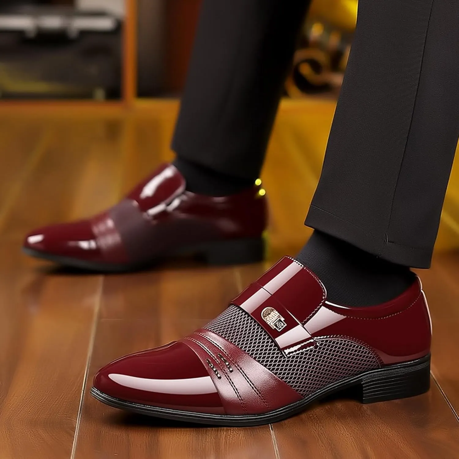 Men's Dress Shoes Brown Casual Men Leather Shoes Fashionable New Pattern Splicing Mens Black Dress Shoes Business Casual