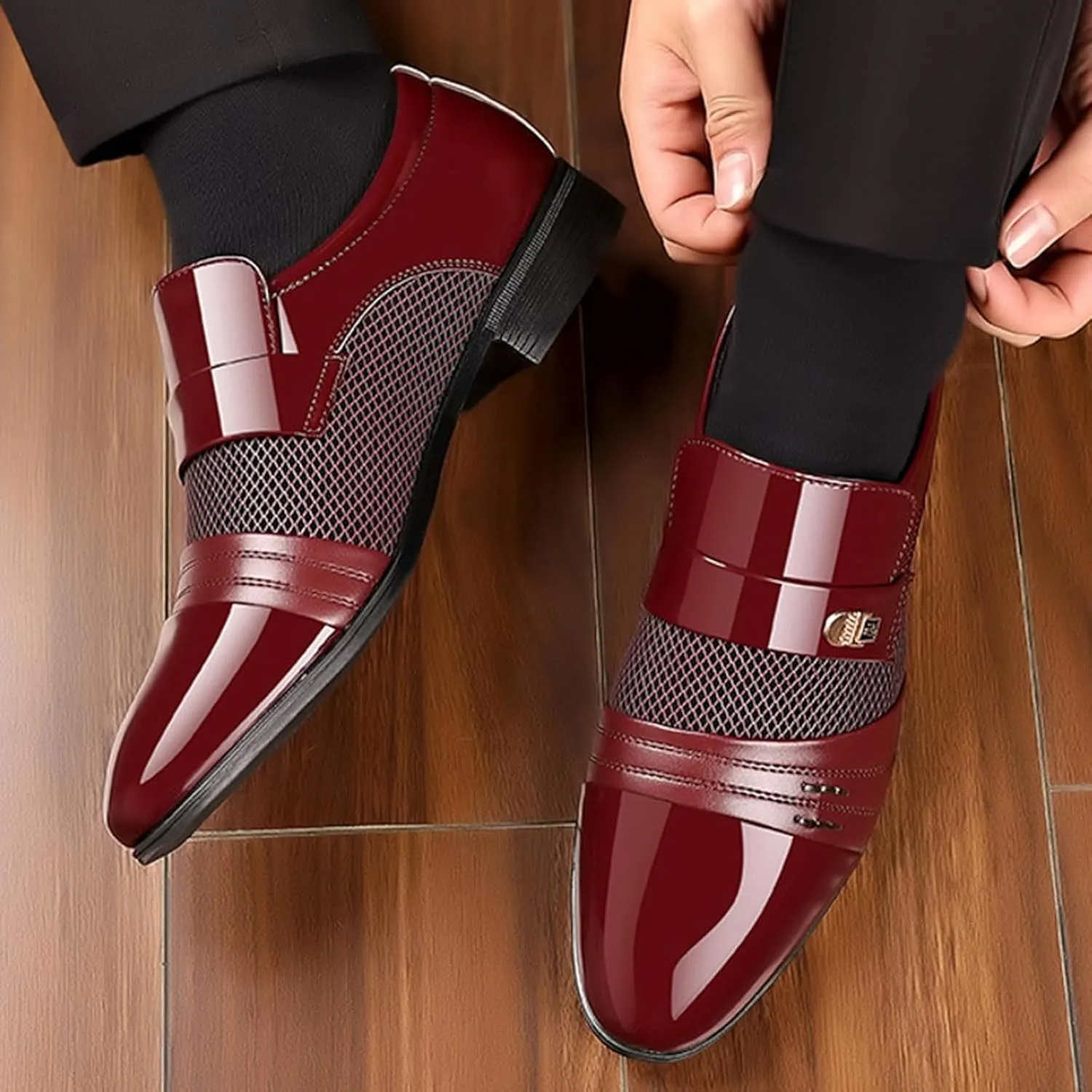 Men's Dress Shoes Brown Casual Men Leather Shoes Fashionable New Pattern Splicing Mens Black Dress Shoes Business Casual