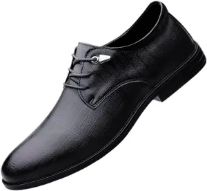 Mens Dress Shoes Lace Up Leather Formal Business Oxfords Shoes for Wedding Suits Luxury Comfortable Shining Classic Black