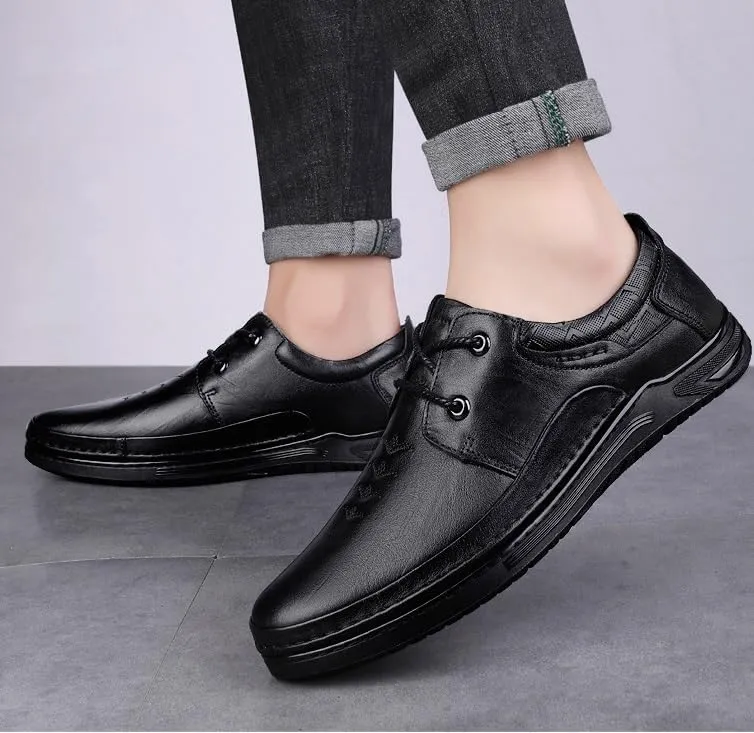Men's Formal Office Shoes Derby Sneakers Non-Slip Waterproof Business Derby Shoes Low Top Oxford Shoes for Men(Black,8.5)