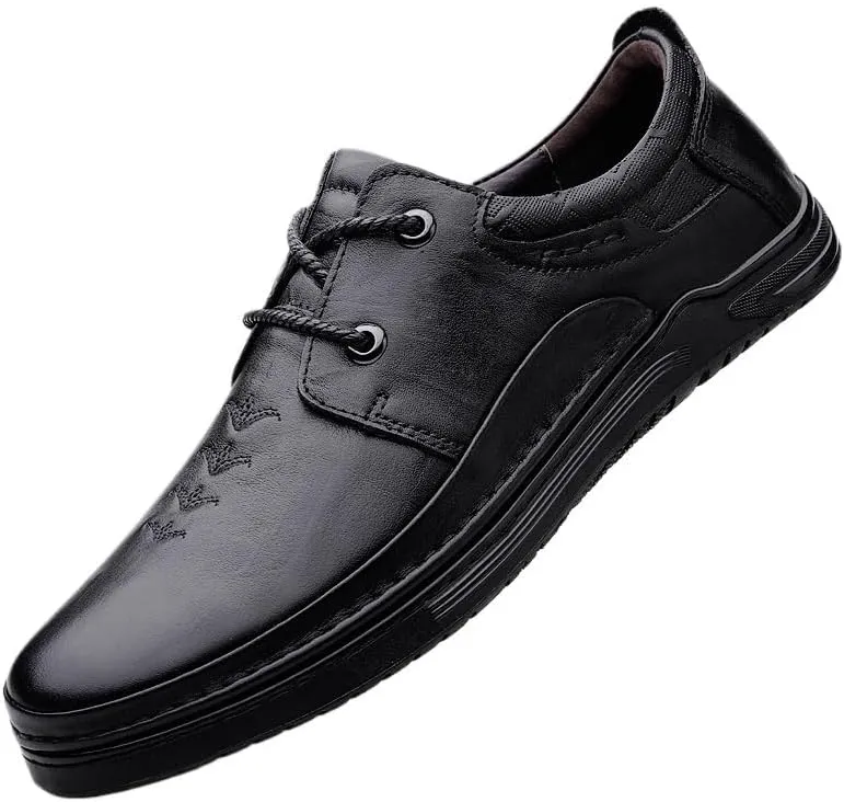 Men's Formal Office Shoes Derby Sneakers Non-Slip Waterproof Business Derby Shoes Low Top Oxford Shoes for Men(Black,8.5)