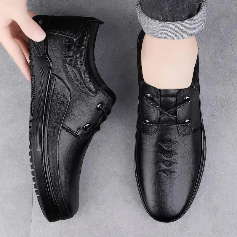 Men's Formal Office Shoes Derby Sneakers Non-Slip Waterproof Business Derby Shoes Low Top Oxford Shoes for Men(Black,8.5)