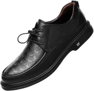Mens Genuine Leather Dress Shoes Comfortable Breathable Lace-Up Formal Business Oxford Shoes