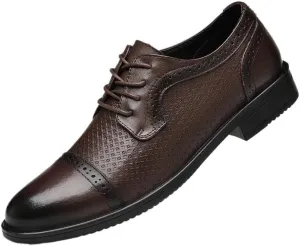 Men's Genuine Leather Dress Shoes - Wingtip Brogue Lace-Up Formal Business Oxford Shoes - Comfortable Breathable