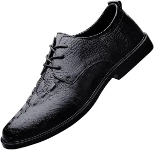 Men's Genuine Leather Oxford Shoes for Men Lightweight Comfortable Thick-Soled Formal Shoes for Business Dinners(Black,8)