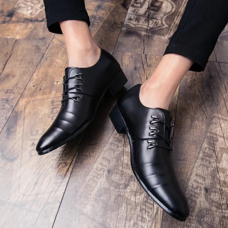 Men's Genuine Leather Oxford Shoes Modern Low Top Pointed Toe Tuxedo Derby Shoes Soft Rubber Sole Dress Shoes for Men(9)