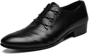 Men's Genuine Leather Oxford Shoes Modern Low Top Pointed Toe Tuxedo Derby Shoes Soft Rubber Sole Dress Shoes for Men(9)