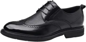 Men's Invisible Height Increasing Elevator Shoes Mens Dress Shoes Lace-up Luxury Leather Brogue Mens Flats Shoes Casual British Style Men's Oxfords Dress Shoes for Man