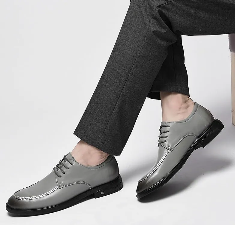 Mens Lace-Up Dress Shoes Genuine Leather Business Oxford Shoes with Non-Slip Sole