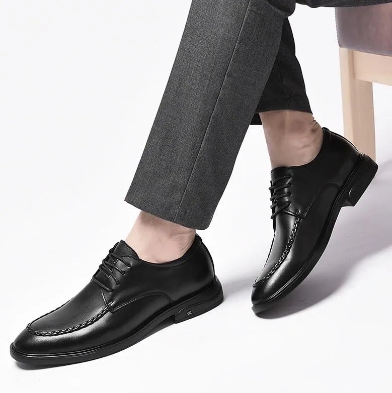 Men’s Lace-Up Dress Shoes Genuine Leather Business Oxford Shoes with Non-Slip Sole