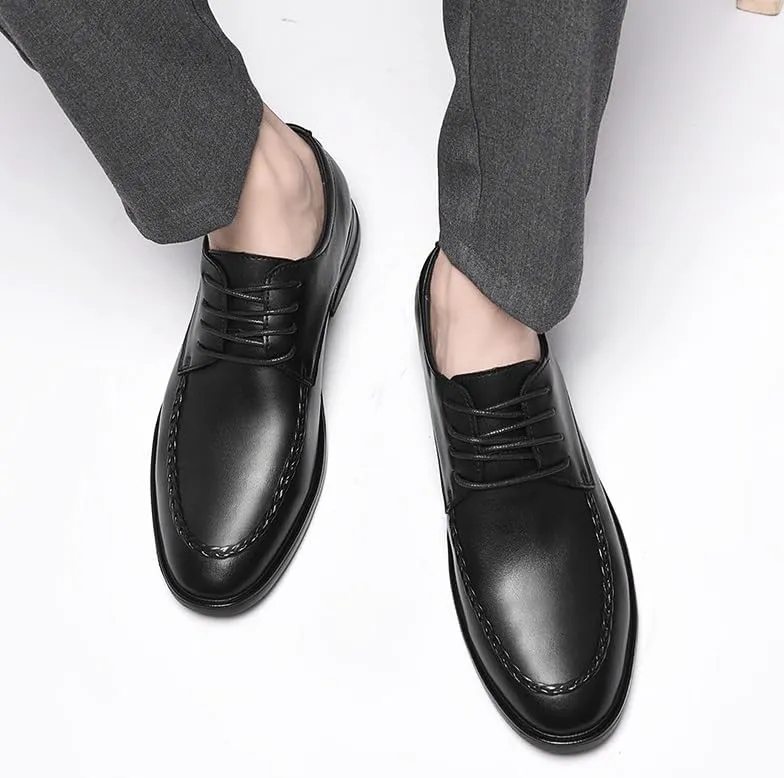 Men’s Lace-Up Dress Shoes Genuine Leather Business Oxford Shoes with Non-Slip Sole
