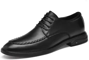 Men’s Lace-Up Dress Shoes Genuine Leather Business Oxford Shoes with Non-Slip Sole