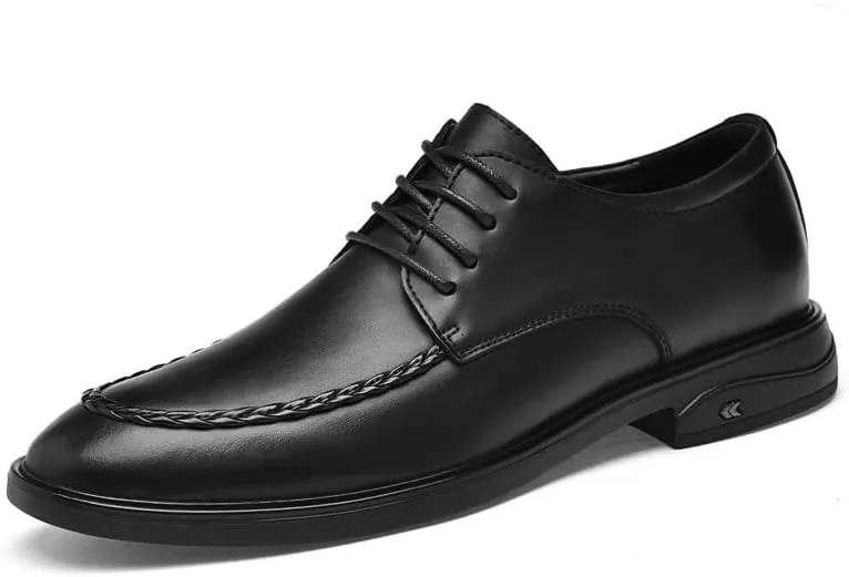 Men’s Lace-Up Dress Shoes Genuine Leather Business Oxford Shoes with Non-Slip Sole