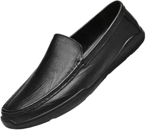 Men's Patent Leather Dress Shoes Mens Slip-Ons Penny Loafers Shoes Men Summer Fashion Non-Slip Wedding Tuxedo Shoes(Black,8)