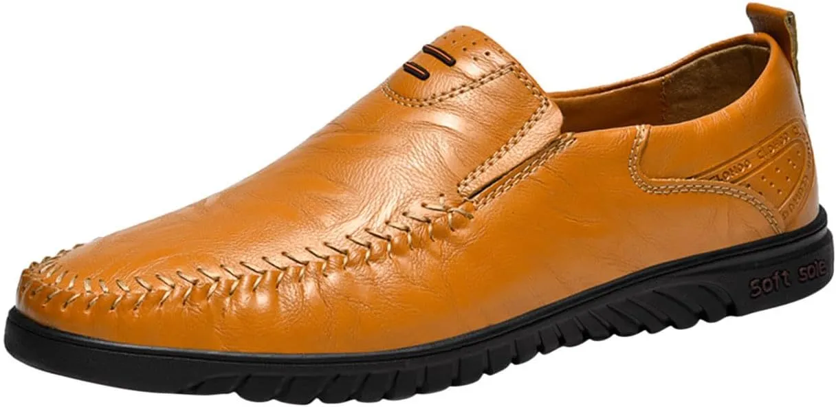 Mens Slip on Shoes Black Comfort Orthopedic Dress Shoe 2025 Fashion Brogue Footwear Casual Loafers Formal Sneakers