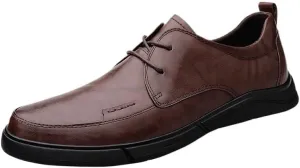 Men's Vintage Leather Lace Up Oxfords Shoes Formal Office Shoes Dress Sneakers Business Loafers Shoes for Men(Brown,6.5)