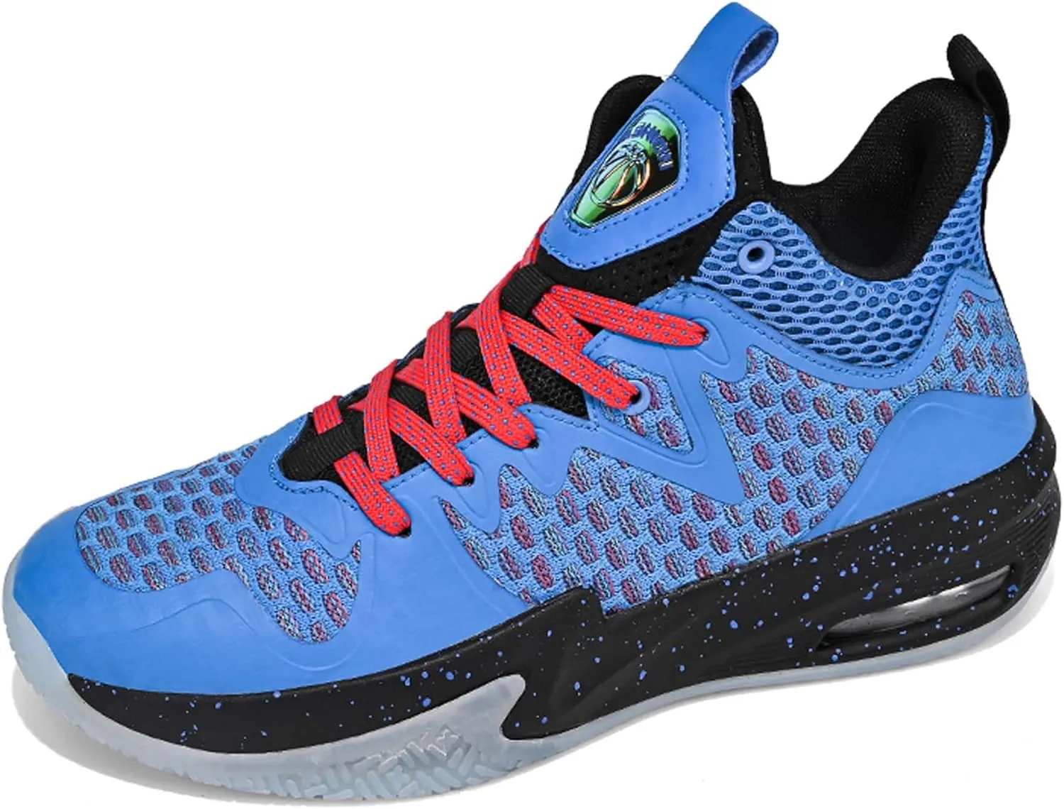 Mens White Mid Top Lace Up Basketball Sneakers Rubber Sole High Elasticity Running Shoes Lightweight and Breathable Casual Sneakers Wear Resistant and Durable Hiking Shoes Fitness Training Shoes