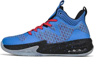 Mens White Mid Top Lace Up Basketball Sneakers Rubber Sole High Elasticity Running Shoes Lightweight and Breathable Casual Sneakers Wear Resistant and Durable Hiking Shoes Fitness Training Shoes