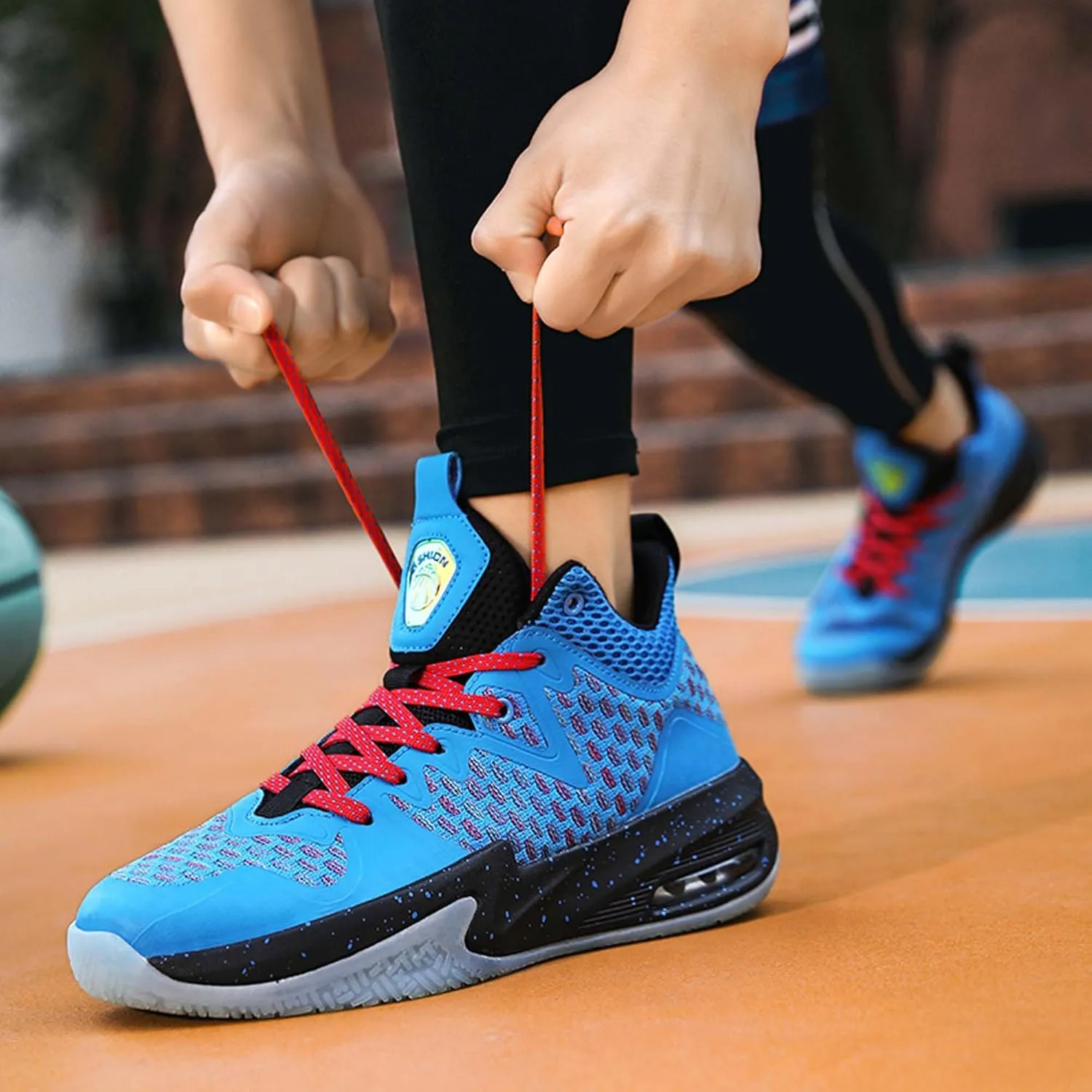 Mens White Mid Top Lace Up Basketball Sneakers Rubber Sole High Elasticity Running Shoes Lightweight and Breathable Casual Sneakers Wear Resistant and Durable Hiking Shoes Fitness Training Shoes