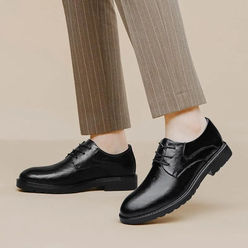 Mens Wingtip Oxford Shoes Leather Brogue Dress Shoes Business Formal Comfortable Lace Up Shoes for Wedding Office(7.5)
