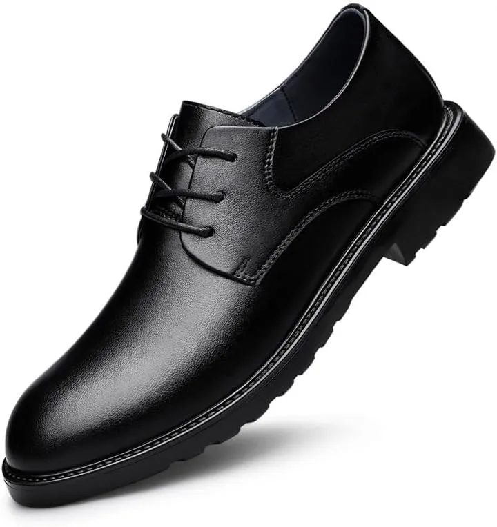 Mens Wingtip Oxford Shoes Leather Brogue Dress Shoes Business Formal Comfortable Lace Up Shoes for Wedding Office(7.5)